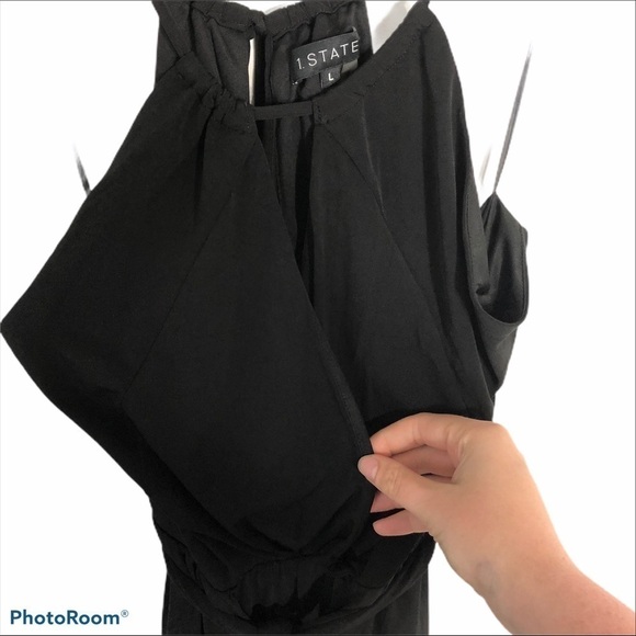 1.State Black Halter Waist Tie Jumpsuit NWT Women Large - Picture 6 of 14